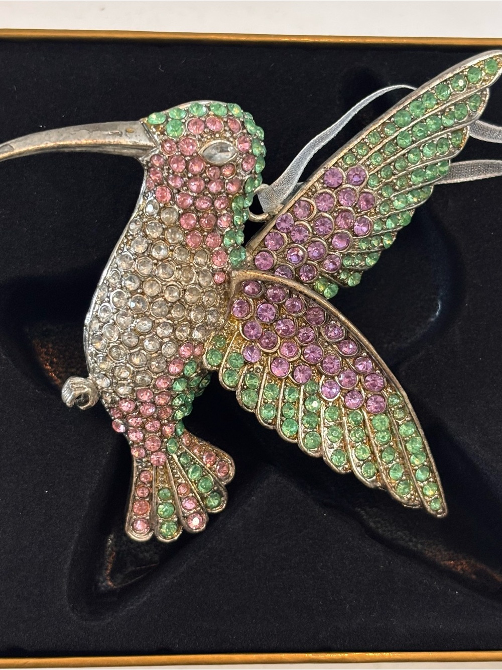 NIB Dillards Trimmings Jeweled Hand Crafted Hummingbird Christmas Ornament Metal - Picture 7 of 9